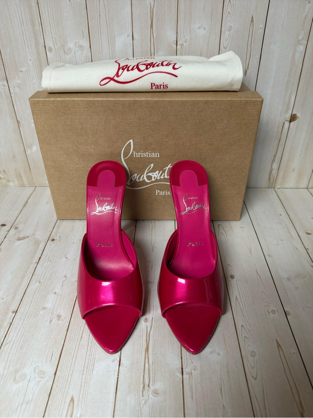 Christian Louboutin Miss Z Pointed Toe Mule Sandal Pinup Pink Sz 36 / 6 - Picture 6 of 13